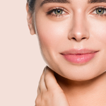 Close-up of glowing skin with Teint Naturelle Foundation. Breathable, hydrating formula for a fresh, dewy finish.
