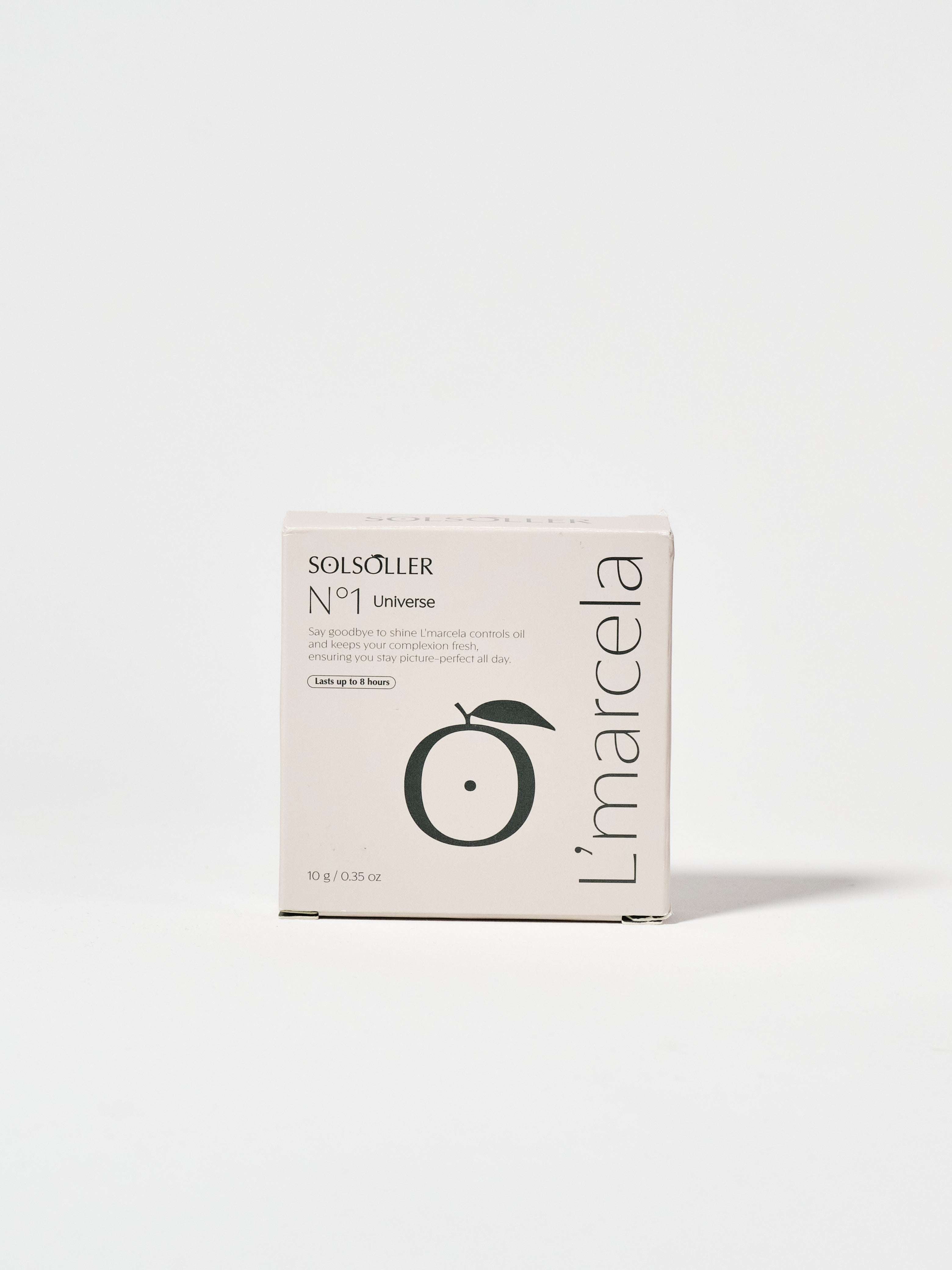 Retail packaging of L'marcela: Long-Lasting and Pore-Friendly Baby Pink Setting Powder, emphasizing its pore-friendly and long-lasting formula.