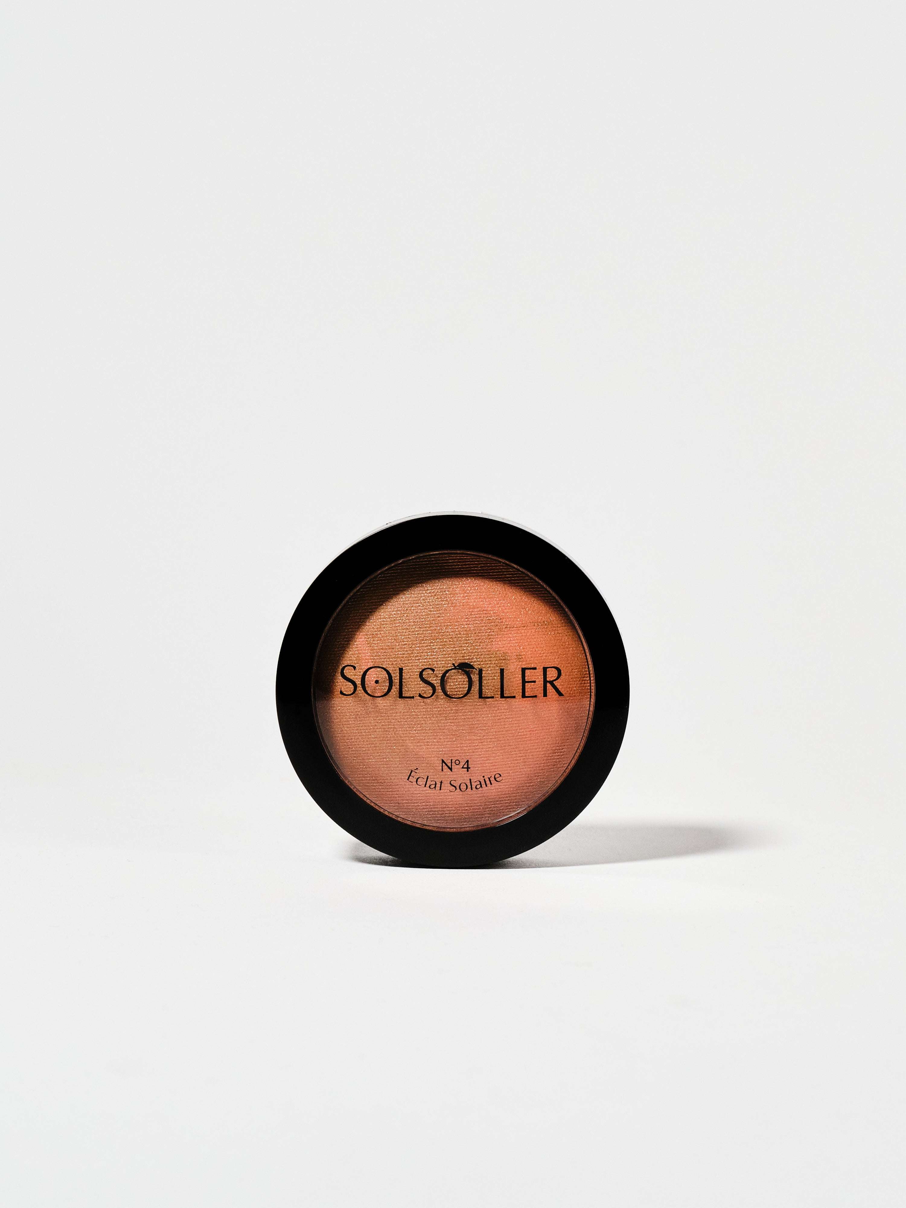 Sunkissed Blush-Bronzer by Solsoller No.4 Éclat Solaire in compact case, offering a radiant blend for a silky glow all day.